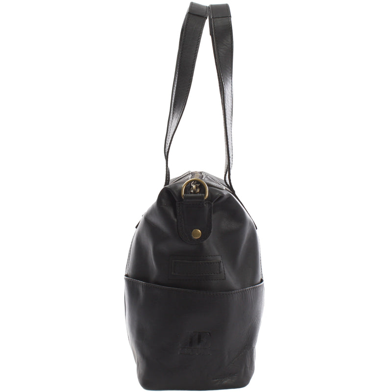 Leconi Shopper Schultertasche Henkeltasche Damen Handtasche Leder schwarz LE0061 50% Rabatt mit kostenlosem Versand