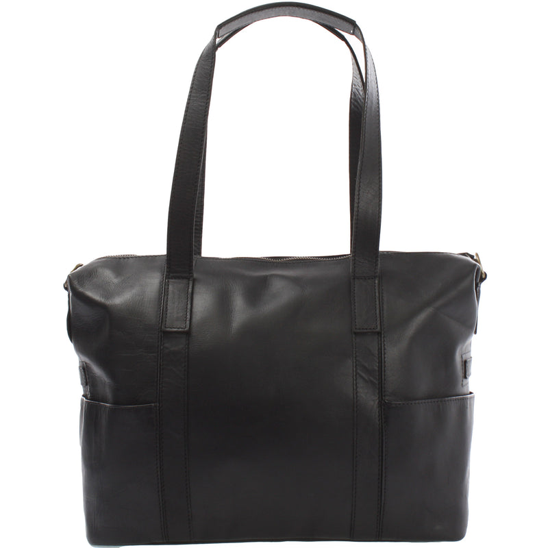 Leconi Shopper Schultertasche Henkeltasche Damen Handtasche Leder schwarz LE0061 50% Rabatt mit kostenlosem Versand