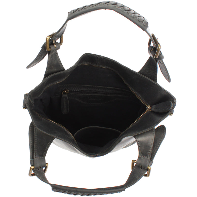 Leconi Umhängetasche Schultertasche Henkeltasche Damentasche Leder grau LE0054 Clearance-Verkauf