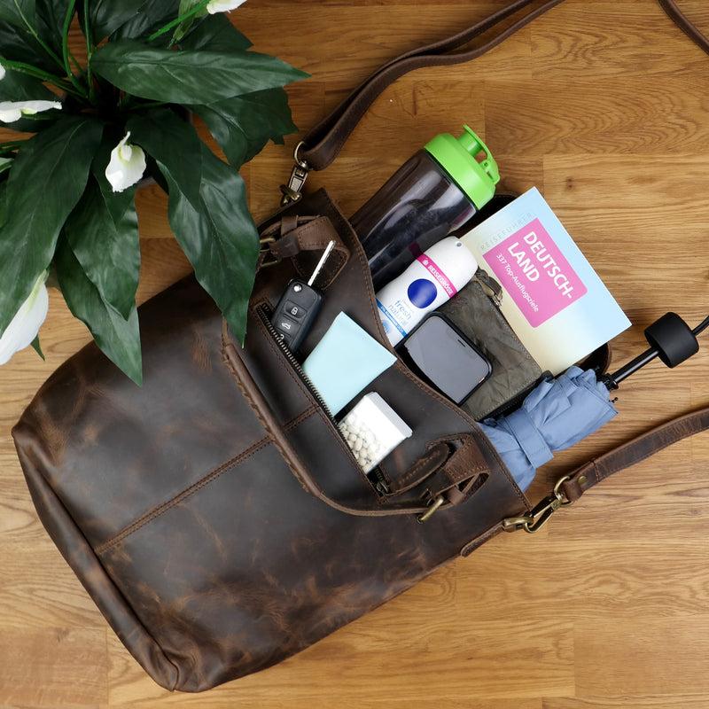 Leconi Umhängetasche Schultertasche Henkeltasche Damentasche Leder schlamm LE0054 Kostenloser Versand international