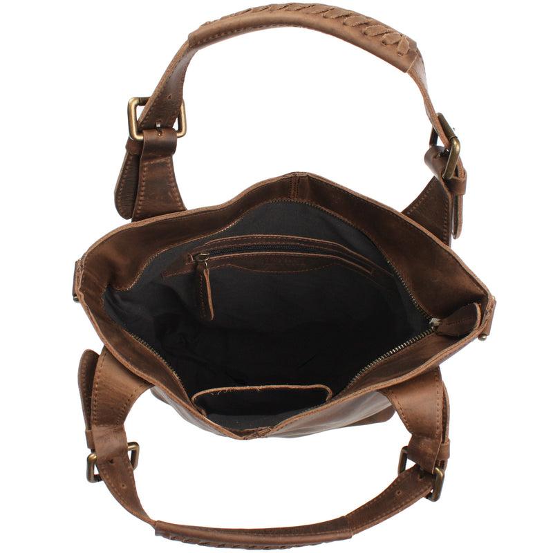Leconi Umhängetasche Schultertasche Henkeltasche Damentasche Leder schlamm LE0054 Kostenloser Versand international