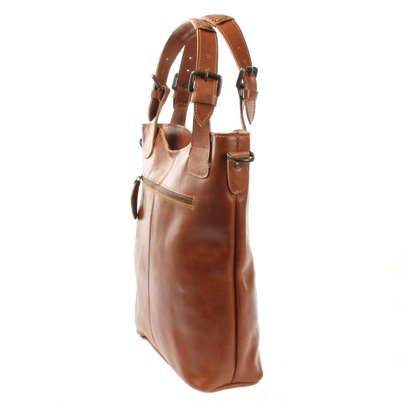 Leconi Umhängetasche Schultertasche Henkeltasche Damentasche Leder cognac LE0054 Fabrikladen