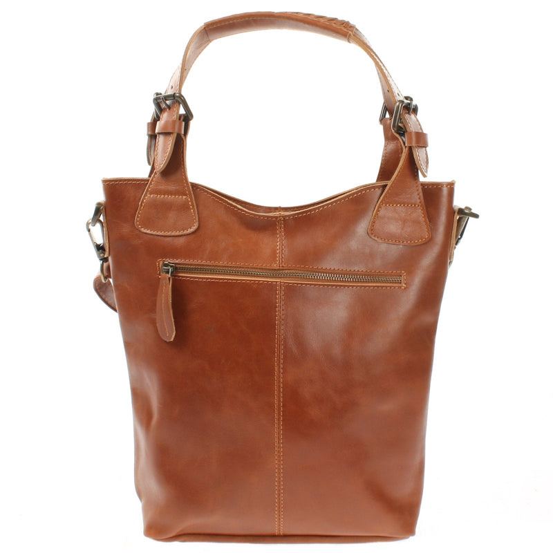 Leconi Umhängetasche Schultertasche Henkeltasche Damentasche Leder cognac LE0054 Fabrikladen