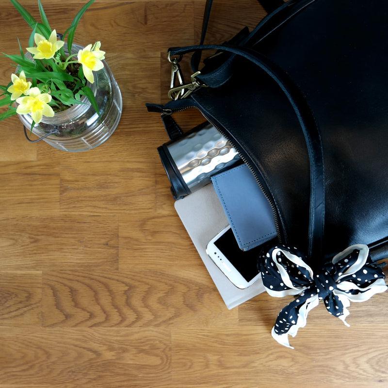 Leconi Schultertasche Handtasche Damentasche Leder schwarz LE0063 Begrenzt auf 3 Tage