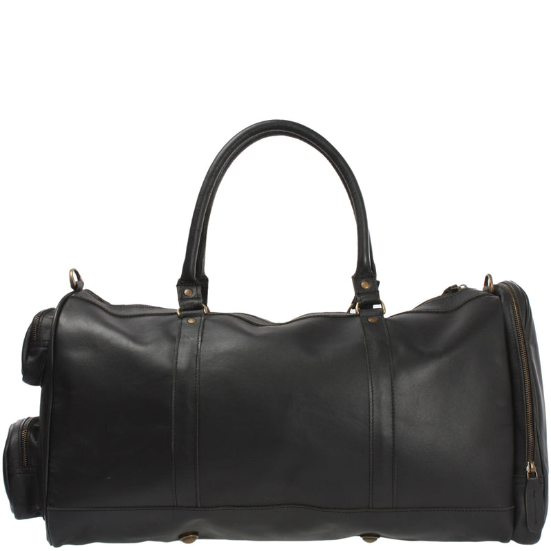 Leconi Reisetasche Weekender Sporttasche Ledertasche Damen Herren Leder schwarz LE2017 Speichern exportieren