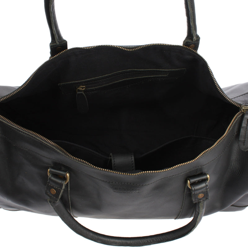 Leconi Reisetasche Weekender Sporttasche Ledertasche Damen Herren Leder schwarz LE2017 Speichern exportieren