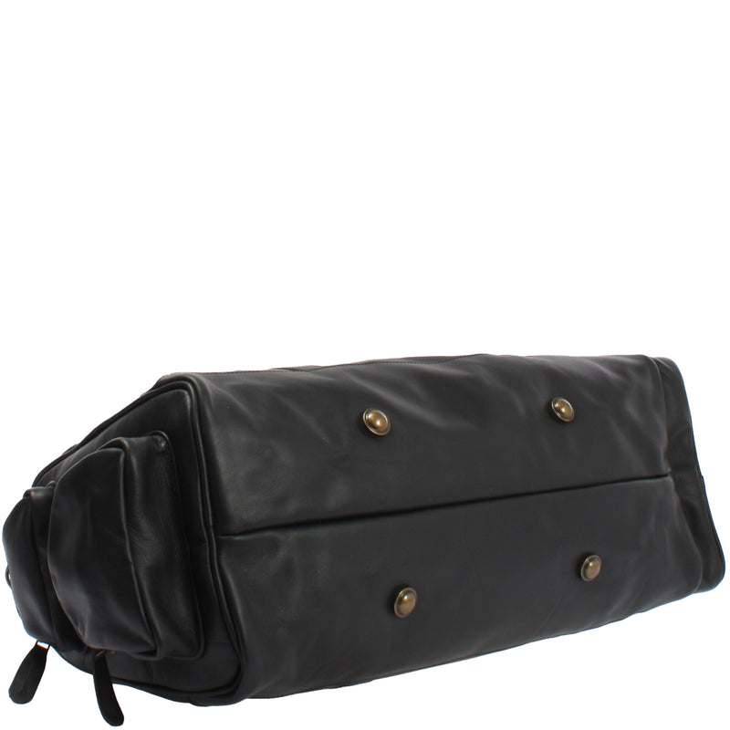 Leconi Reisetasche Weekender Sporttasche Ledertasche Damen Herren Leder schwarz LE2017 Speichern exportieren