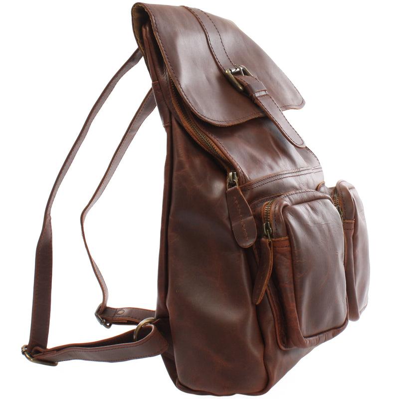 Leconi Rucksack Freizeitrucksack vintage Lederrucksack Damen Herren Leder braun LE1008 Im Verkauf
