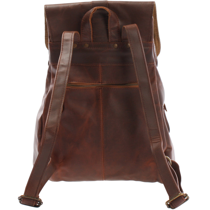 Leconi Rucksack Freizeitrucksack vintage Lederrucksack Damen Herren Leder braun LE1008 Im Verkauf