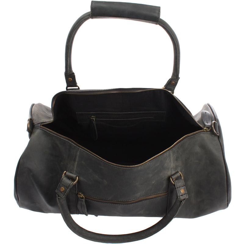 Leconi Weekender Reisetasche Sporttasche vintage Leder grau LE2004 zollfrei