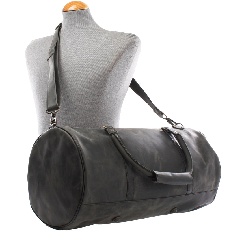 Leconi Weekender Reisetasche Sporttasche vintage Leder grau LE2004 zollfrei