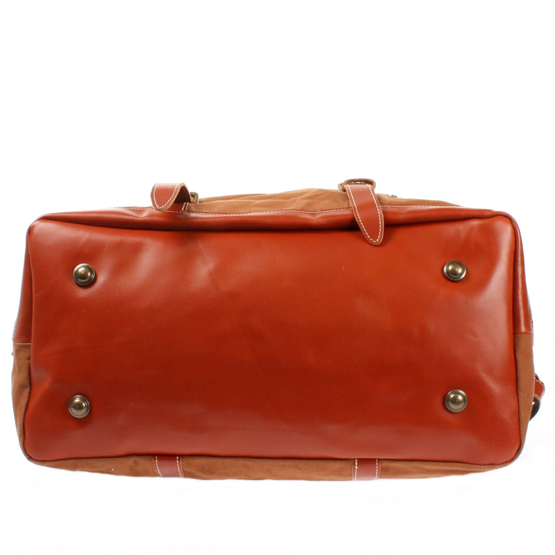 Leconi Reisetasche Weekender Handgepäck Leder Canvas cognac LE2010 Rabatte dieses Monats