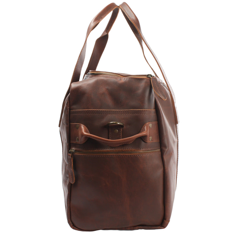 Leconi Weekender Sporttasche Reisetasche Ledertasche Damen Herren Leder braun LE2014 Online