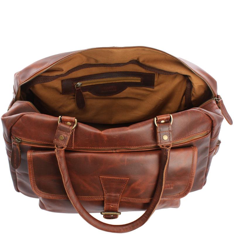 Leconi kleine Reisetasche Handgepäck Weekender Leder braun LE2023 Outlet
