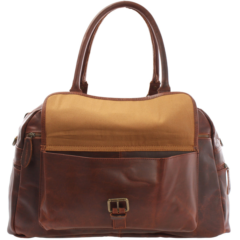 Leconi kleine Reisetasche Handgepäck Weekender Leder braun LE2023 Outlet