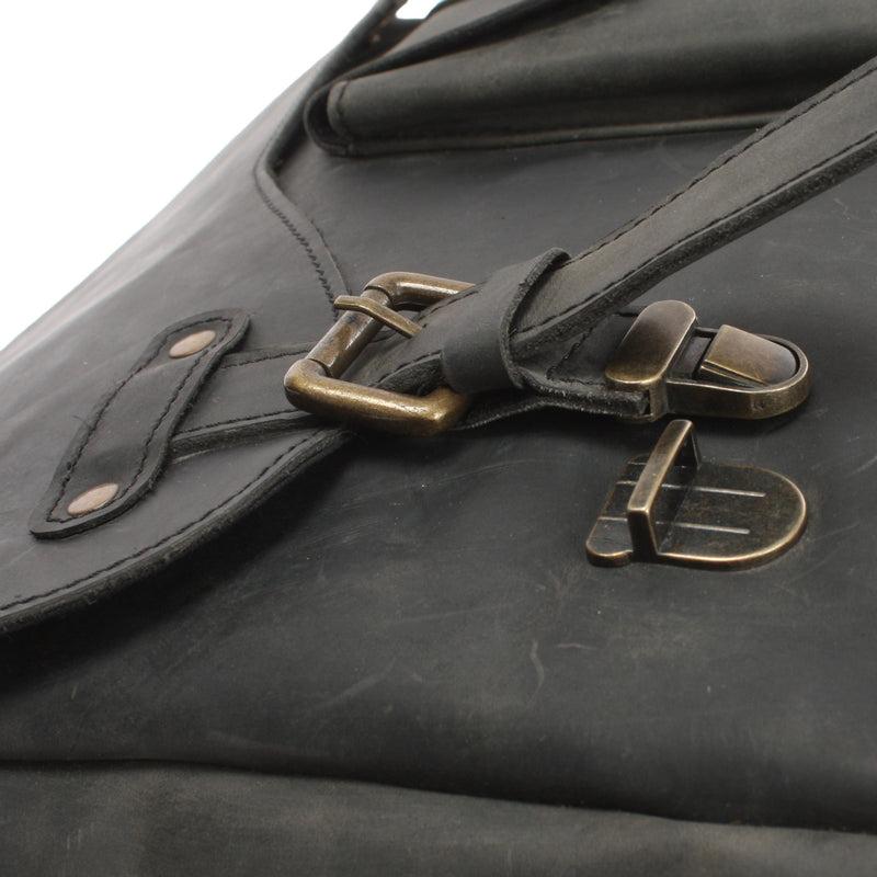 Leconi Messenger Bag Collegetasche DIN A4 Kuriertasche Leder grau LE3032 Verkauf