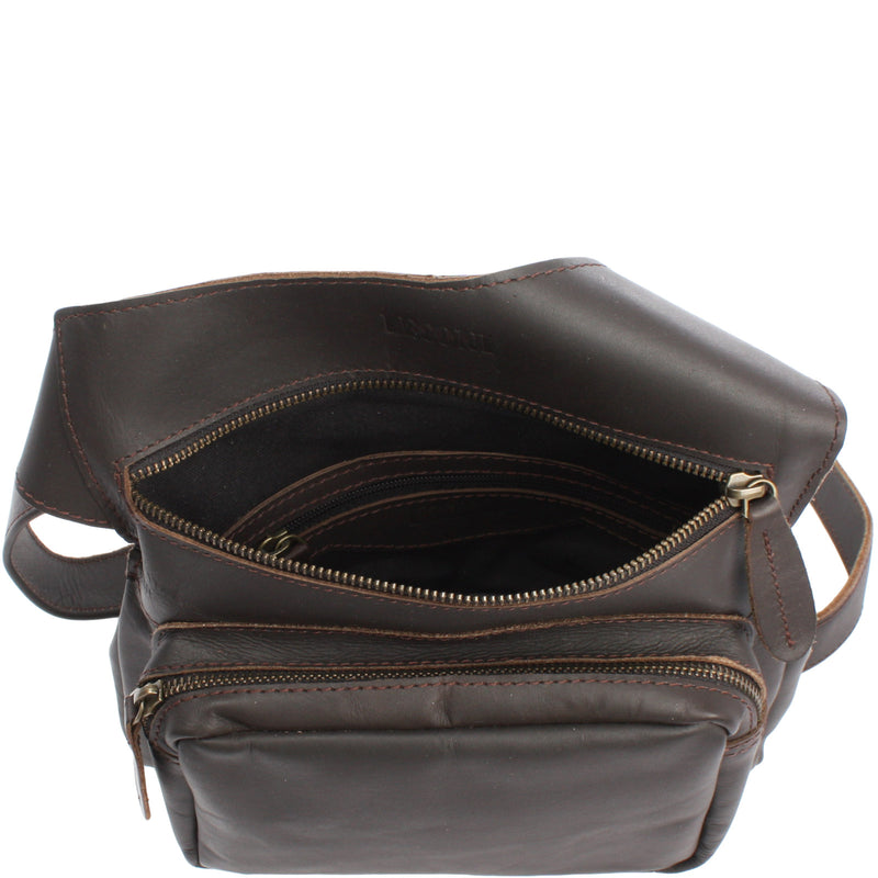 Leconi Umhängetasche Schultertasche Crossbag Damen Herren Leder dunkelbraun LE3015 Hotsell
