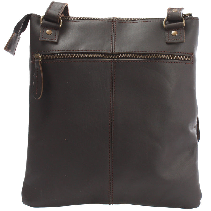 Leconi Umhängetasche Schultertasche Damen Herren Used Look Leder dunkelbraun LE3011 im Angebot