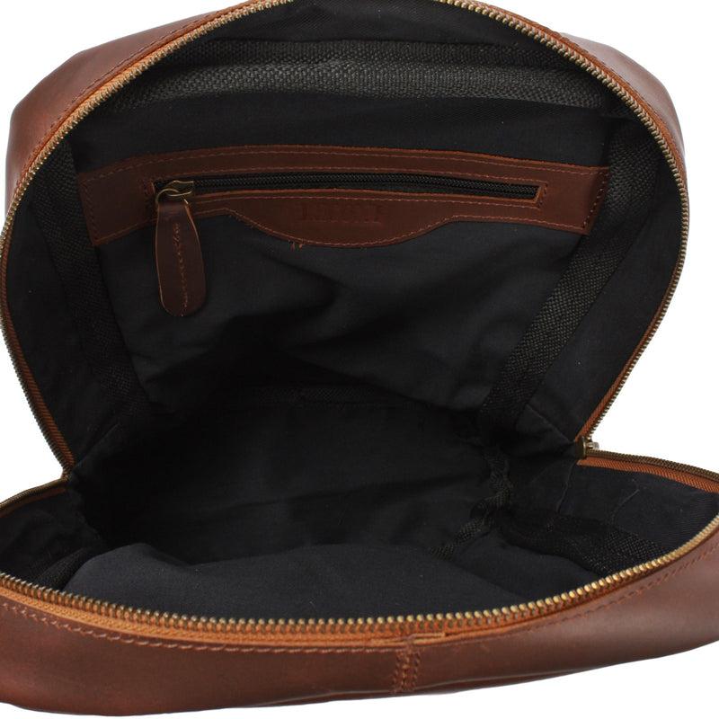 Leconi Freizeitrucksack Crossbag Rucksack Damen Herren Leder Canvas grau LE1012 Günstiger Verkauf