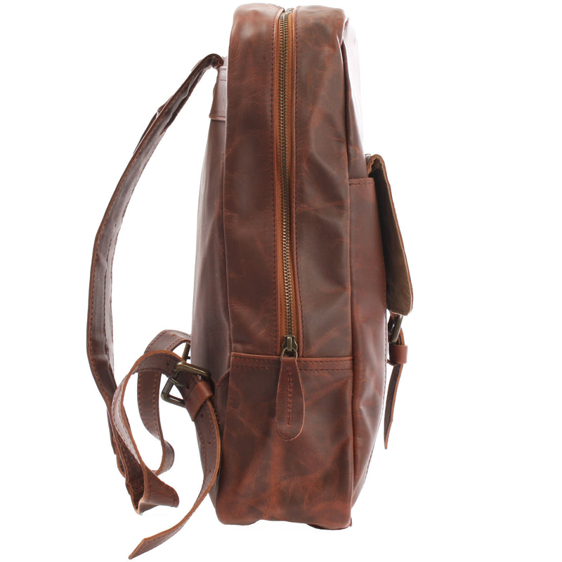Leconi Rucksack Lederrucksack Freizeitrucksack Damen Herren Leder braun LE1016 Fabrikverkauf