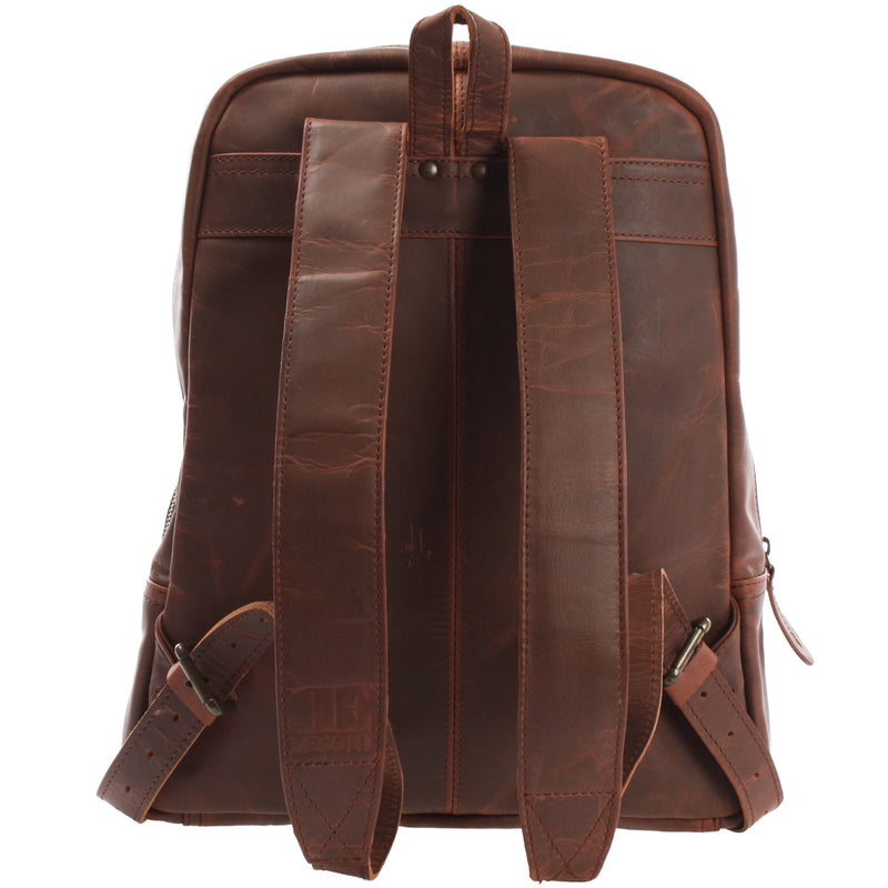 Leconi Rucksack Lederrucksack Freizeitrucksack Damen Herren Leder braun LE1016 Fabrikverkauf