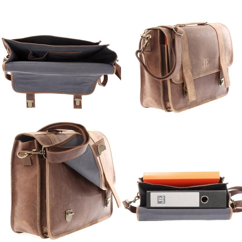 Leconi Aktentasche Lehrertasche Businesstasche Damen Herren Leder braun LE3043 Fabrikpreis