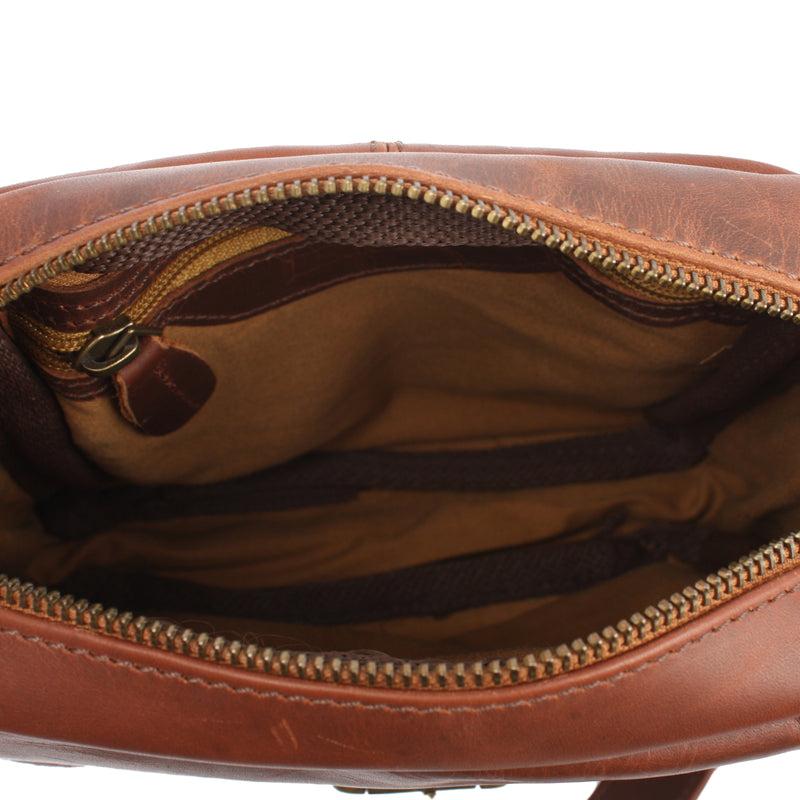 Leconi kleine Umhängetasche Ledertasche Freizeittasche Leder braun LE3042 Rabatt
