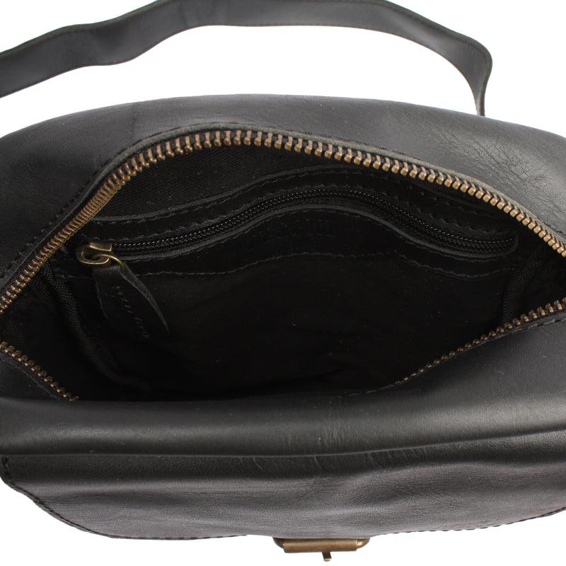 Leconi kleine Freizeittasche Umhängetasche Schultertasche Leder schwarz LE3042 Günstig kaufen