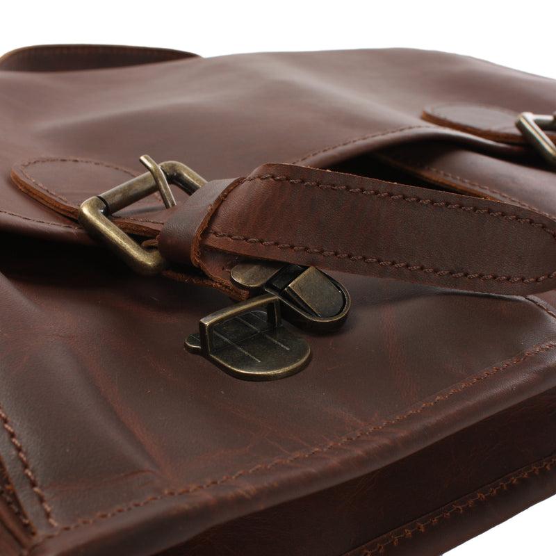 Leconi Aktentasche Businesstasche Messenger Bag Vintage Leder braun LE3009 Flash Sale