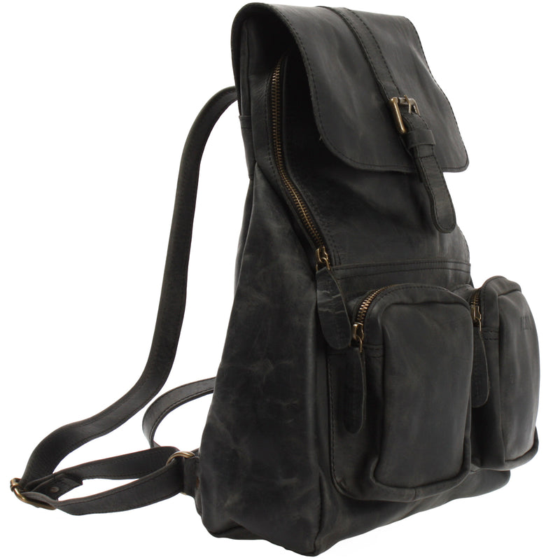 Leconi Rucksack Freizeitrucksack vintage Lederrucksack Damen Herren Leder grau LE1008 Begrenztes Angebot