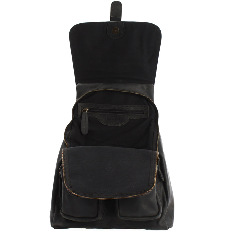 Leconi Rucksack Freizeitrucksack vintage Lederrucksack Damen Herren Leder grau LE1008 Begrenztes Angebot