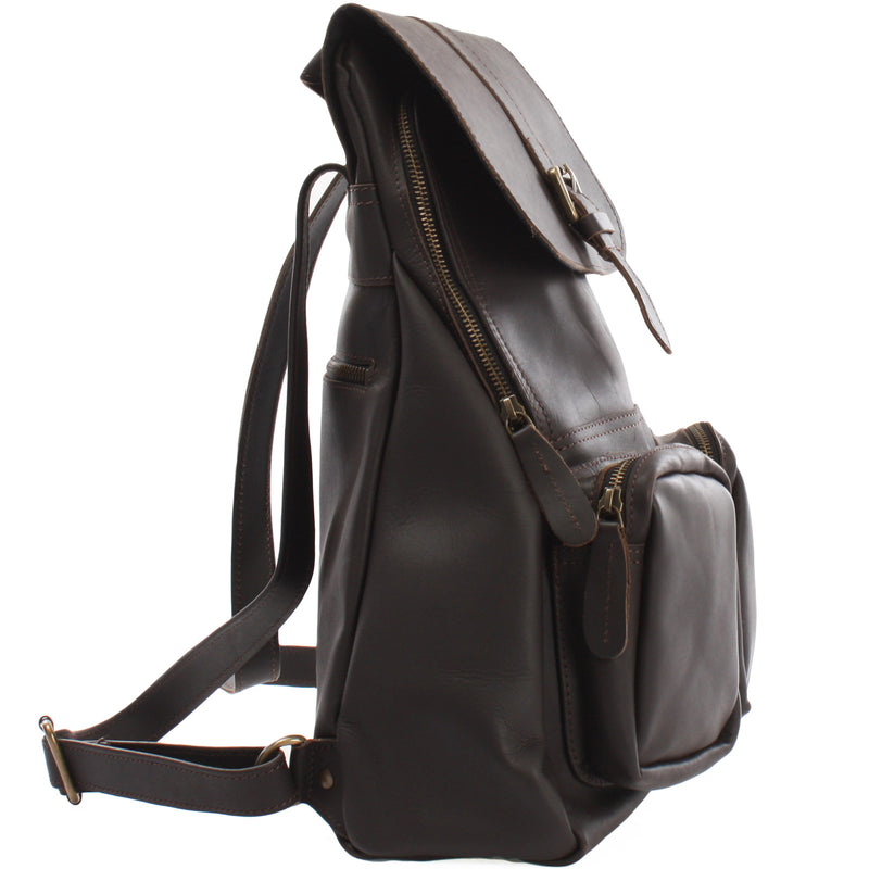 Leconi Rucksack Freizeitrucksack vintage Lederrucksack Damen Herren Leder dunkelbraun LE1008 Online Shopping