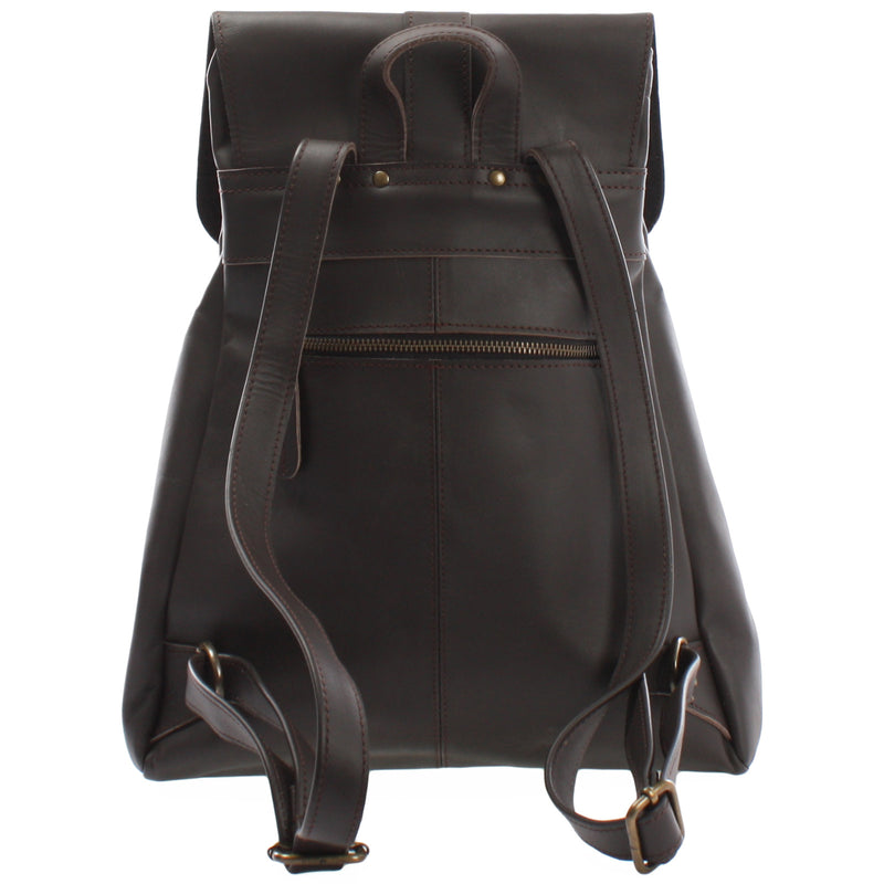 Leconi Rucksack Freizeitrucksack vintage Lederrucksack Damen Herren Leder dunkelbraun LE1008 Online Shopping