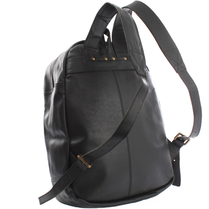 Leconi Rucksack Lederrucksack Freizeitrucksack Damen Herren Leder schwarz LE1017 Exklusivangebot