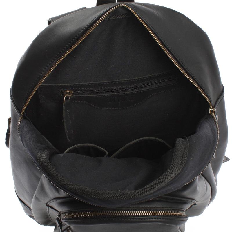 Leconi Rucksack Lederrucksack Freizeitrucksack Damen Herren Leder schwarz LE1017 Exklusivangebot