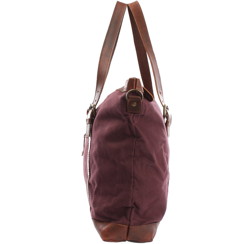 Leconi Weekender Reisetasche Shopper Damen Herren Leder Canvas bordeaux LE2013 Black Friday
