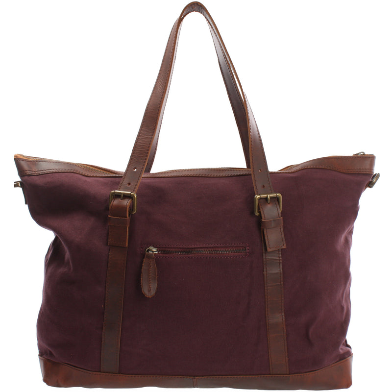 Leconi Weekender Reisetasche Shopper Damen Herren Leder Canvas bordeaux LE2013 Black Friday