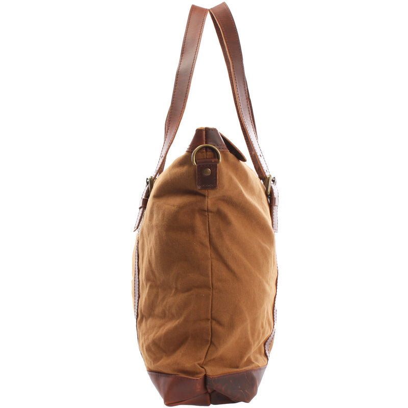 Leconi Weekender Reisetasche Shopper Damen Herren Leder Canvas cognac LE2013 Cyber Monday