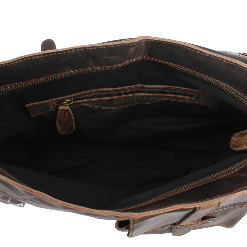 Leconi Messenger Bag Collegetasche DIN A4 Kuriertasche Leder schlamm LE3032 Osterangebot