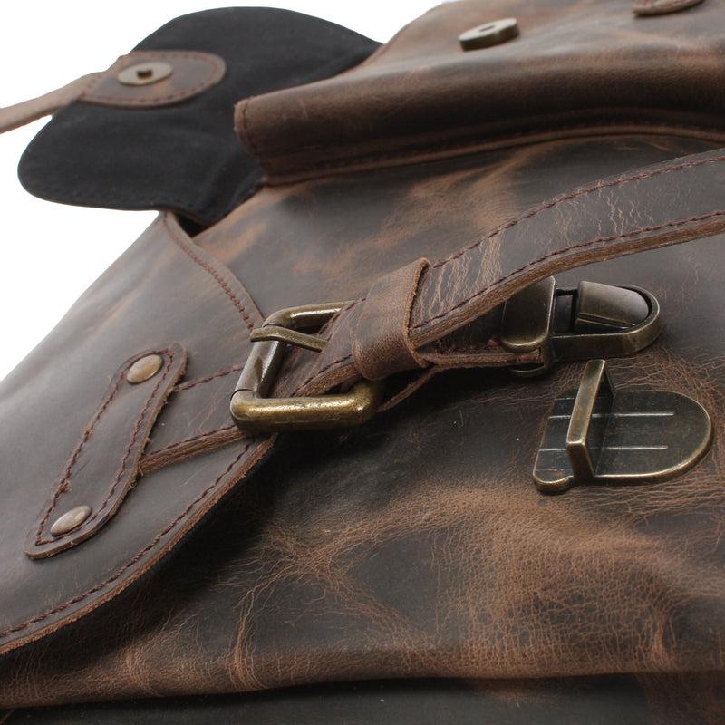 Leconi Messenger Bag Collegetasche DIN A4 Kuriertasche Leder schlamm LE3032 Osterangebot