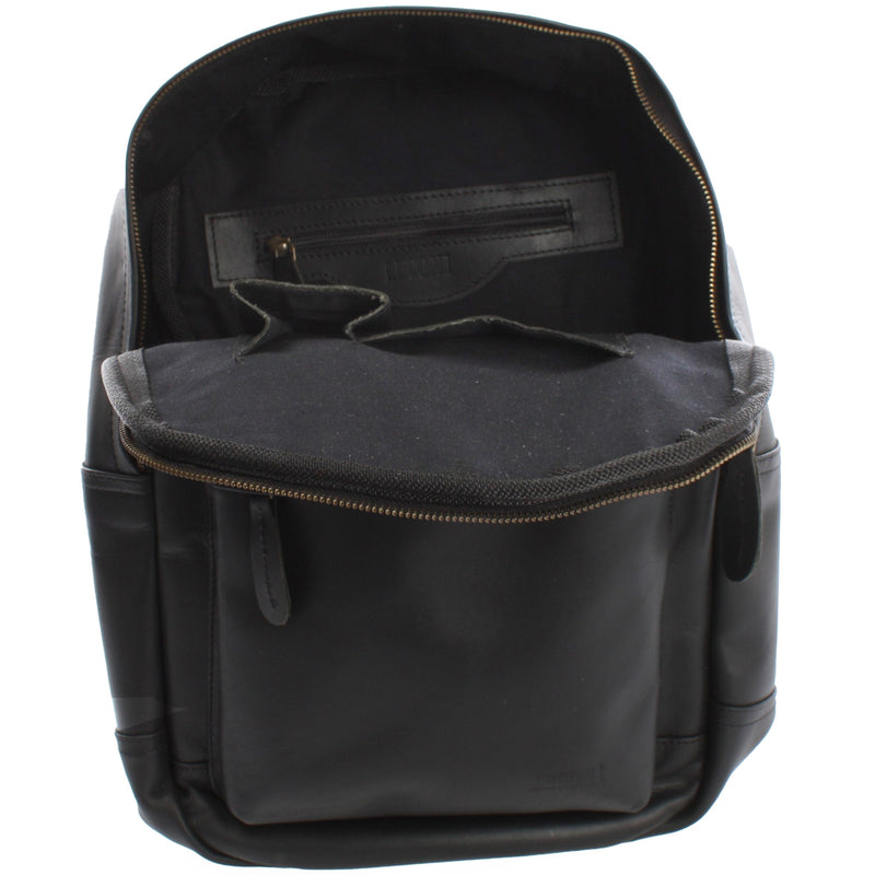 Leconi Rucksack Lederrucksack Freizeitrucksack Damen Herren Leder schwarz LE1009 Muttertagsangebot