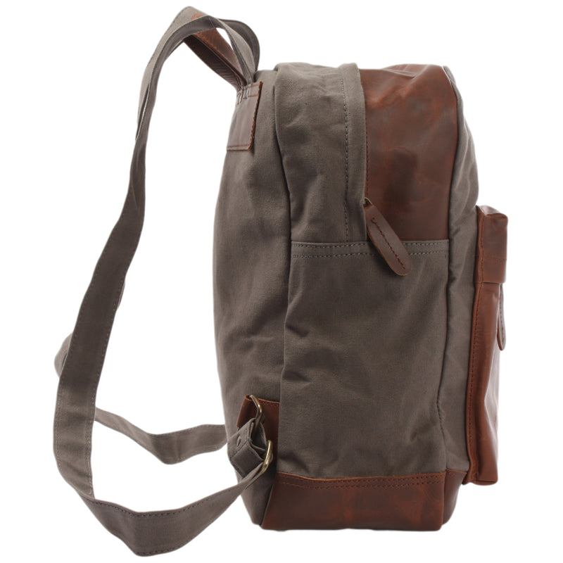 Leconi Lederrucksack Freizeitrucksack Rucksack Leder Canvas grau LE1015 Vatertagsangebot