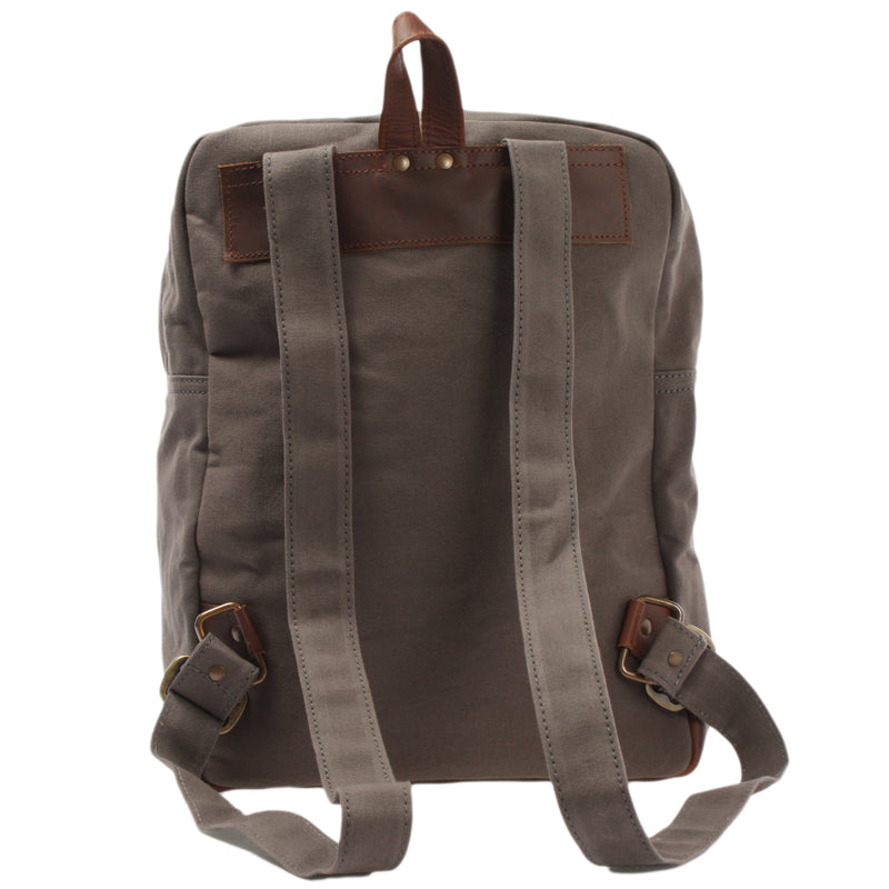 Leconi Lederrucksack Freizeitrucksack Rucksack Leder Canvas grau LE1015 Vatertagsangebot