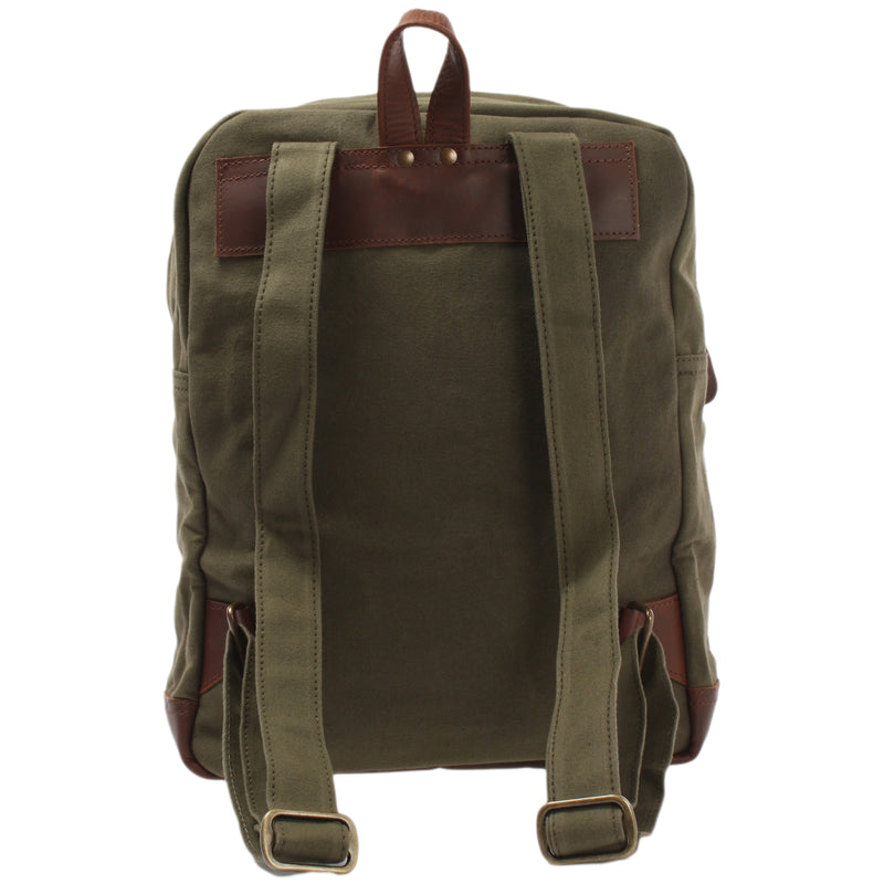Leconi Freizeitrucksack Lederrucksack Sportrucksack Leder Canvas grün LE1015 Valentinstagsangebot