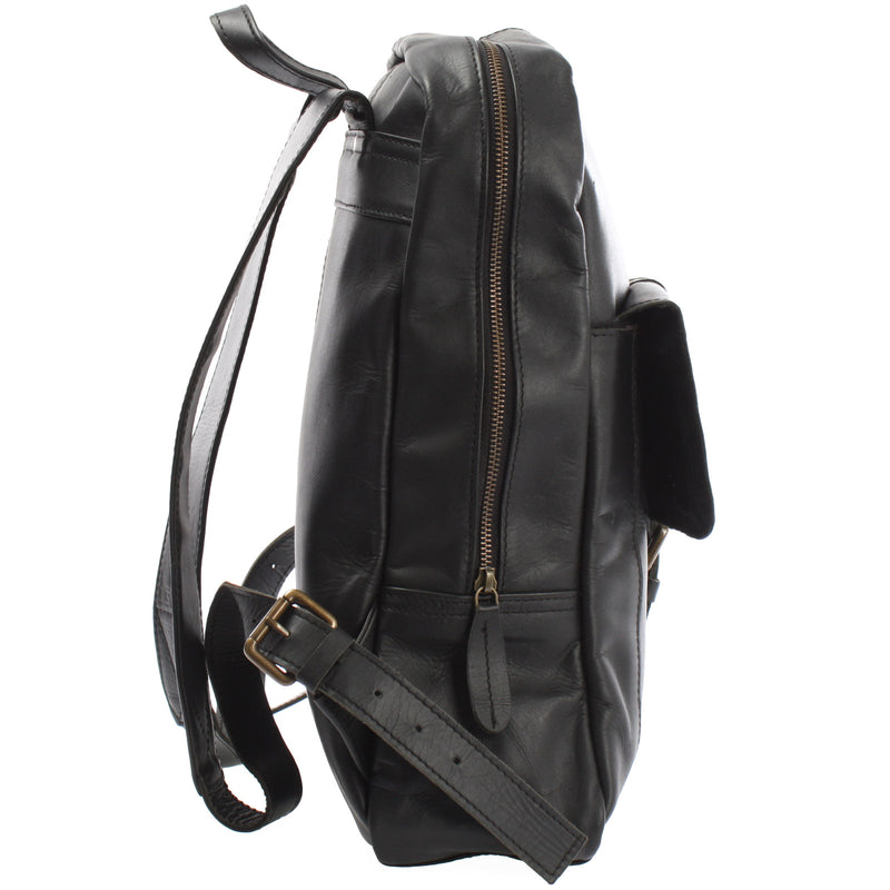 Leconi Rucksack Lederrucksack Freizeitrucksack Damen Herren Leder schwarz LE1016 Jubiläumsangebot