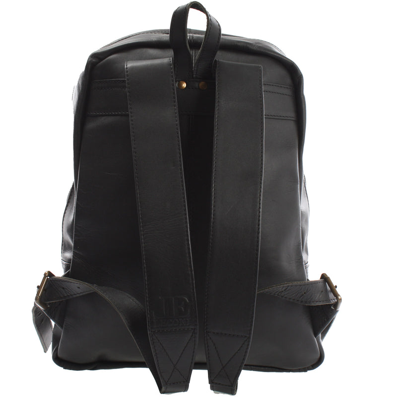 Leconi Rucksack Lederrucksack Freizeitrucksack Damen Herren Leder schwarz LE1016 Jubiläumsangebot