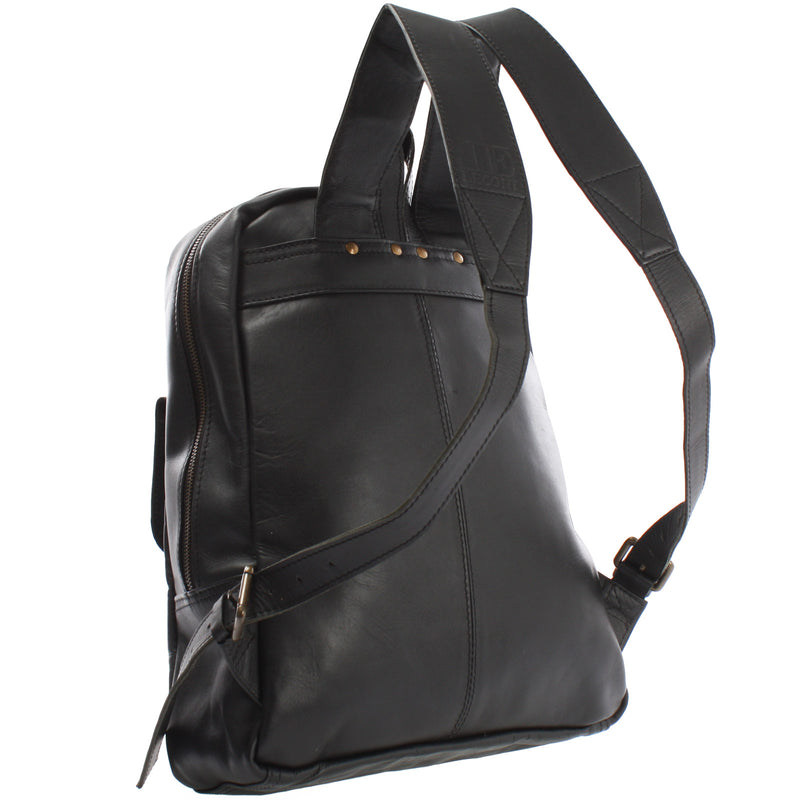 Leconi Rucksack Lederrucksack Freizeitrucksack Damen Herren Leder schwarz LE1016 Jubiläumsangebot