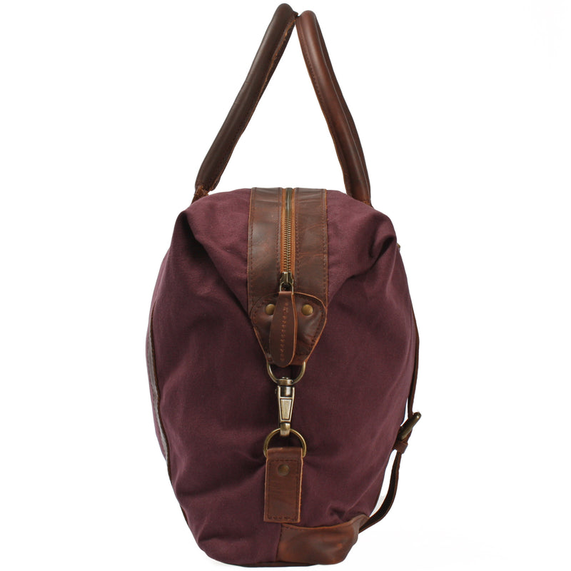 Leconi kleiner Weekender Shopper Damen Herren Leder Canvas bordeaux LE2006 Heißer Verkauf
