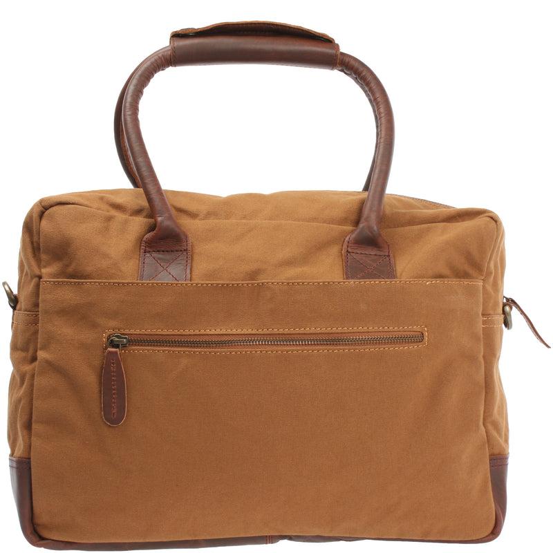 Leconi Handgepäck Arbeitstasche Damen Herren Leder Canvas cognac LE2007 Top Angebot