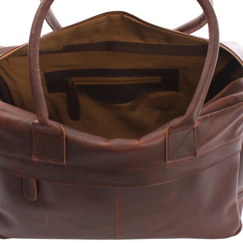 Leconi Handgepäck Arbeitstasche Ledertasche Damen Herren Leder braun LE2007 Neueste Mode